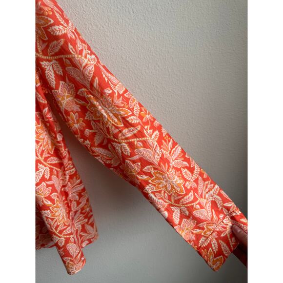 J McLaughlin orange and white print button up - Picture 5 of 6